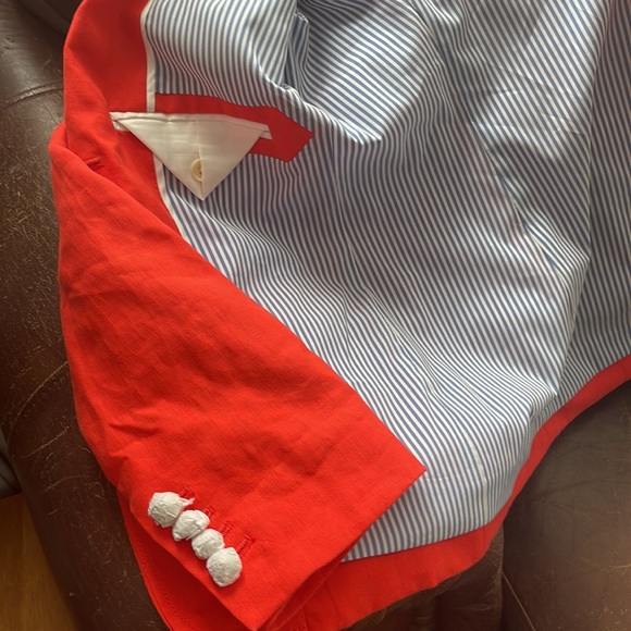 J. CREW Red Schoolboy Stand Up Collar Linen Blazer Jacket Size 10T - Picture 4 of 7